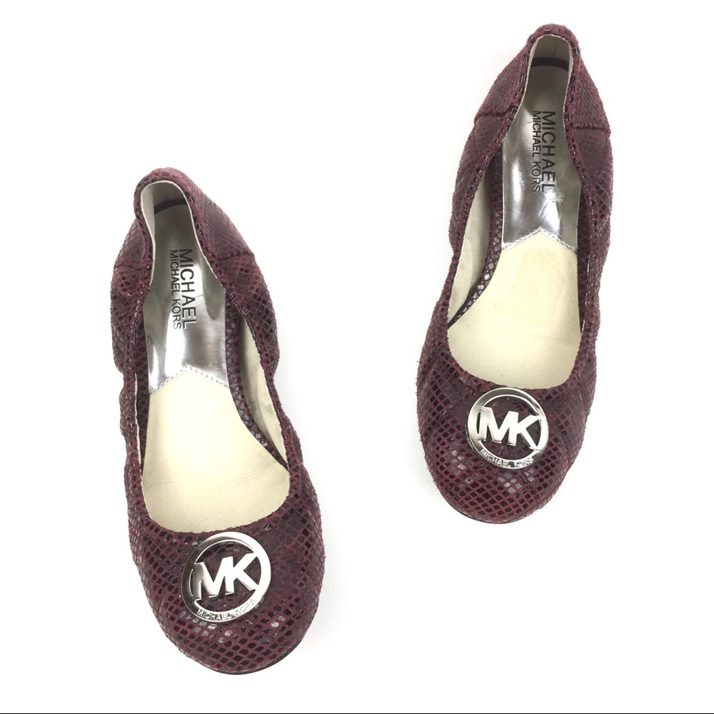 Michael Kors Leather Ballet Flats Python Snake New - image 4